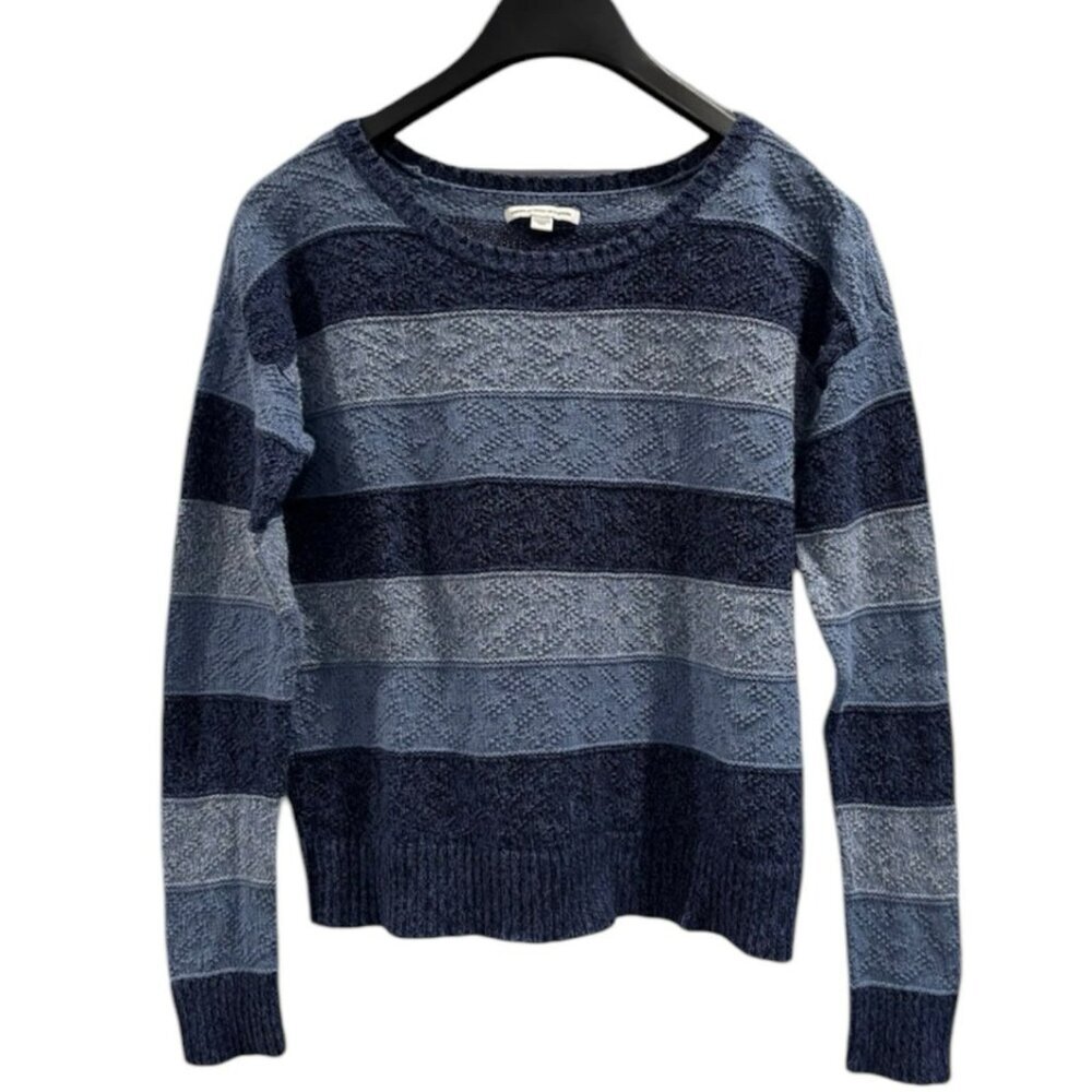 American Eagle 100% Cotton‎ Knit Sweater | Blue Stripe | Size Medium